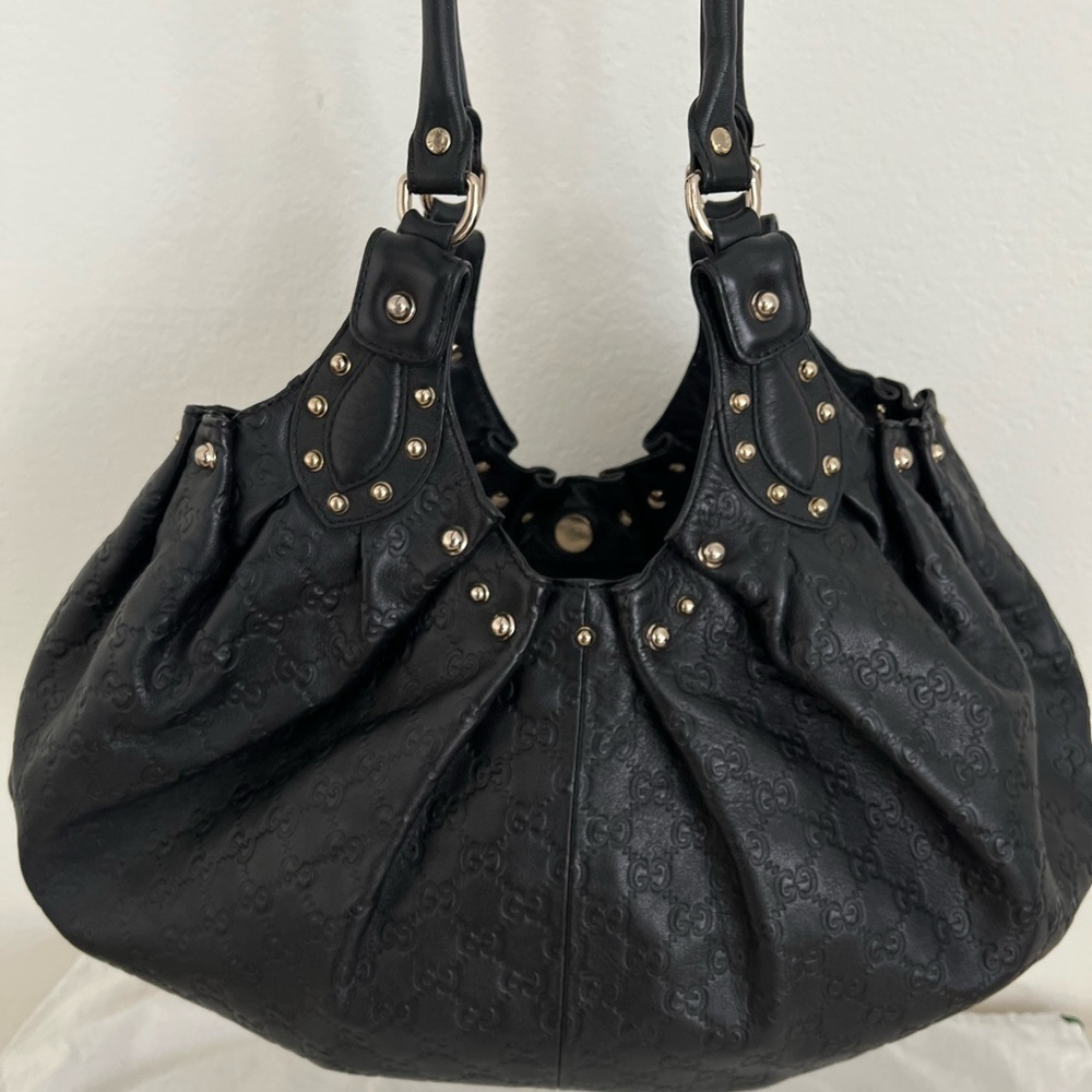 LtdEd Gucci Guccissima Studded Leather Pelham Shoulder Bag Rare 1990